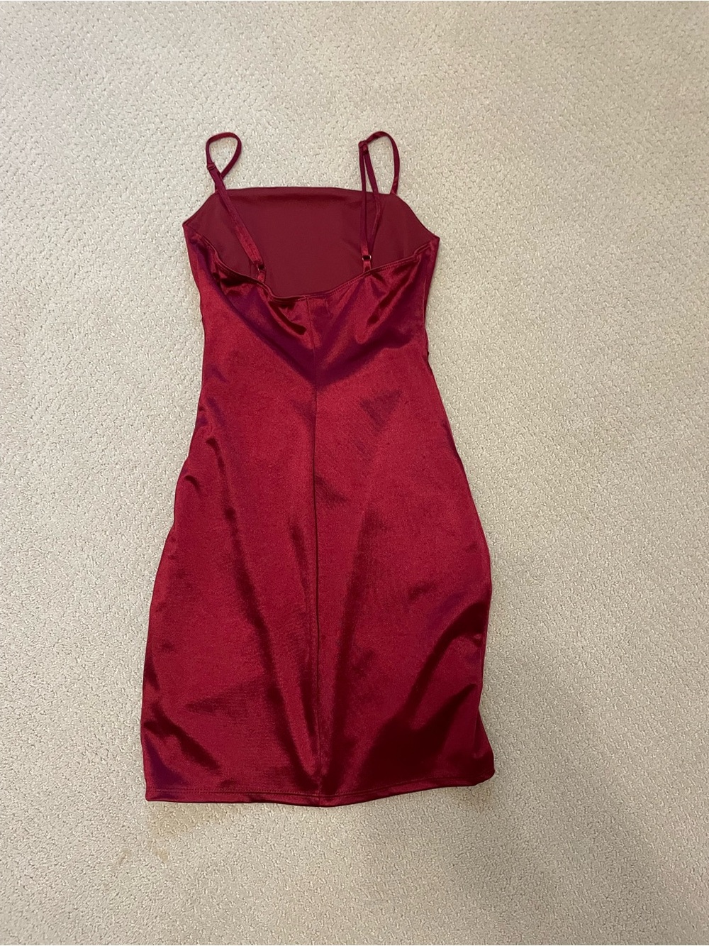 Red Satin Slip Dress with Spaghetti Straps